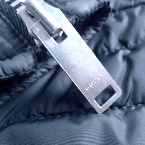 AW97 GUCCI x TOM FORD Vtg Moto Puffer Jacket Web Leather Nylon Biker Bomber - Picture 8 of 16